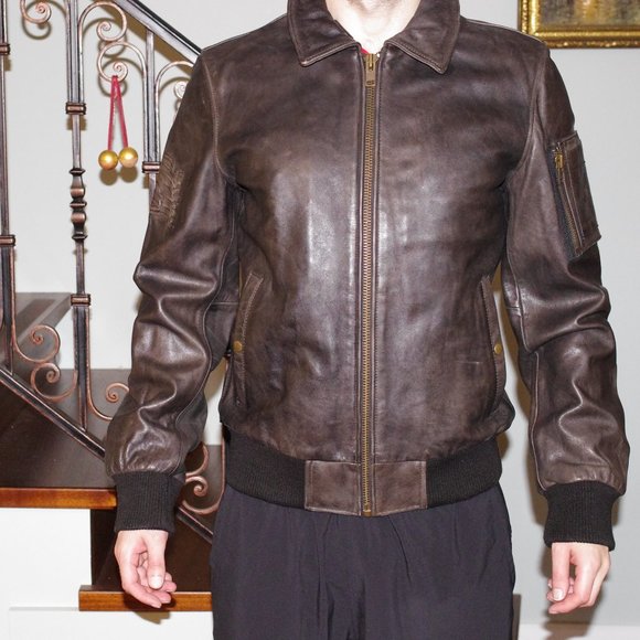 Wilson Vintage USA Brown Leather Bike Jacket Sz.S